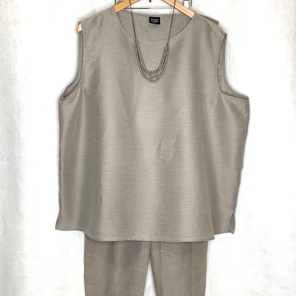 Eileen Fisher 2pc Set Silk Linen Blend Size 1x